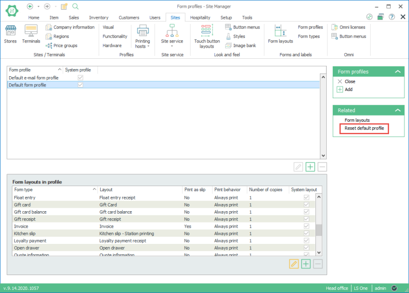 Default Form Profile And Receipt Data